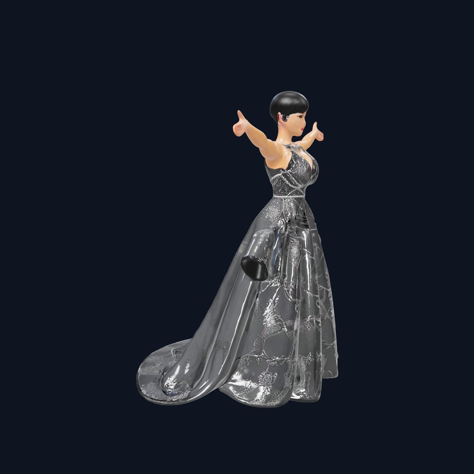 Elegant Evening Gown Character  Rigged and Animated